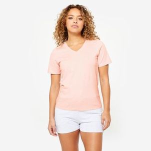 Camiseta Feminina de Ginástica 500 Domyos Rosada