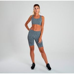 BERMUDA FEMININA SEM COSTURA DE YOGA CINZA MESCLA