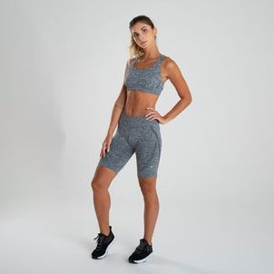 BERMUDA FEMININA SEM COSTURA DE YOGA CINZA MESCLA