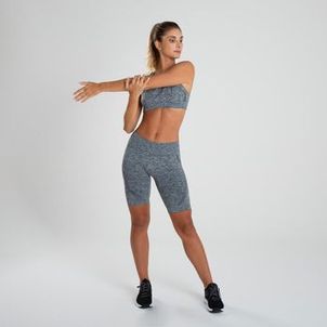 BERMUDA FEMININA SEM COSTURA DE YOGA CINZA MESCLA