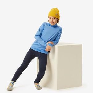Blusa Segunda Pele Infantil Ski 500 Gola Térmica Azul