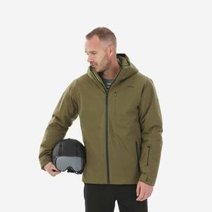 Jaqueta masculina Ski 500 Impermeável térmica Pista neve Verde-oliva