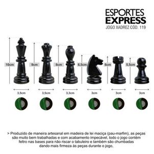 Peças Xadrez em Madeira Nobre Chumbada - Rei 10cm Cód.119