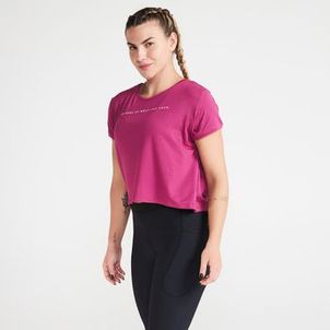 Camiseta Cropped Feminina de Treino 500 Domyos Roxo