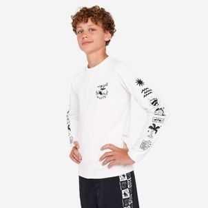 camiseta infantil surf de protreção solar de 100 Olaian Branca