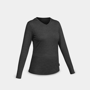 Camiseta Feminina Trilha Trekking Merino Manga Longa Quechua Preto
