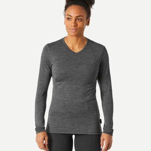 Camiseta Feminina Trilha Trekking Merino Manga Longa Quechua Preto