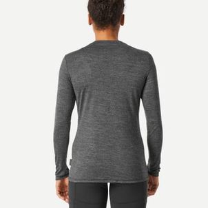 Camiseta Feminina Trilha Trekking Merino Manga Longa Quechua Preto