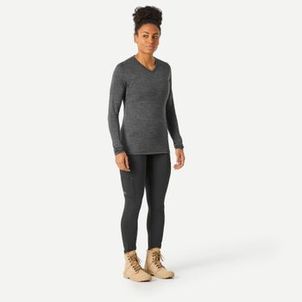 Camiseta Feminina Trilha Trekking Merino Manga Longa Quechua Preto