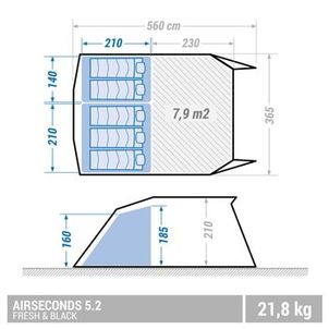 Barraca de Camping Air Seconds 5.2 Fresh & Black Quechua