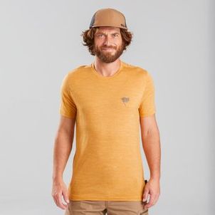 Camiseta Masculina Trilha Trekking Merino Quechua Amarelo