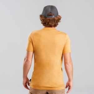 Camiseta Masculina Trilha Trekking Merino Quechua Amarelo