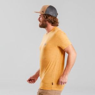 Camiseta Masculina Trilha Trekking Merino Quechua Amarelo