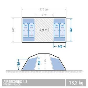Barraca de Camping Air Seconds 4.2 Fresh & Black Quechua