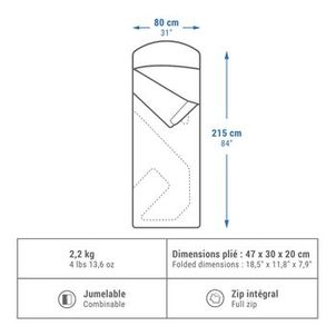 Saco de Dormir de Camping Arpenaz 0ºC Quechua