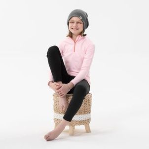 Blusa Segunda Pele Infantil Ski 500 1/2 Ziper Térmica Rosa
