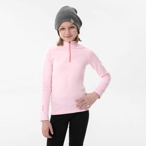 Blusa Segunda Pele Infantil Ski 500 1/2 Ziper Térmica Rosa