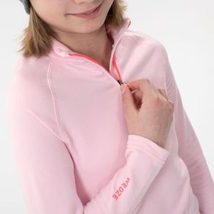 Blusa Segunda Pele Infantil Ski 500 1/2 Ziper Térmica Rosa