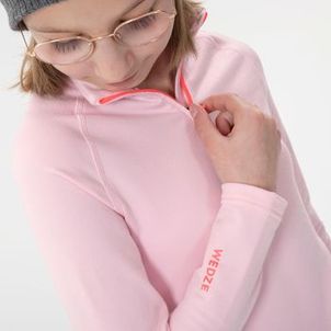 Blusa Segunda Pele Infantil Ski 500 1/2 Ziper Térmica Rosa