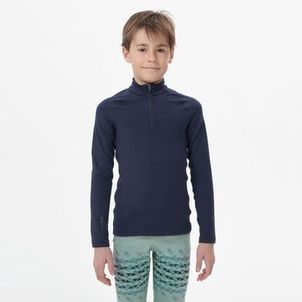 Blusa Segunda Pele Infantil Ski 500 1/2 Ziper Térmica Azul