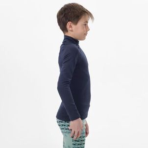 Blusa Segunda Pele Infantil Ski 500 1/2 Ziper Térmica Azul