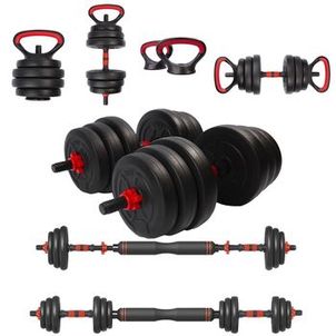 Halter Anilha Barra Kettlebell Kit Musculação 6 Em 1 - 40kg Yangfit