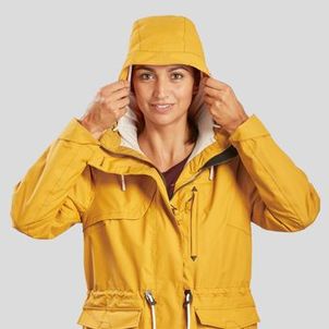 Jaqueta Feminina Trilha 100 Impermeável Quechua Amarelo