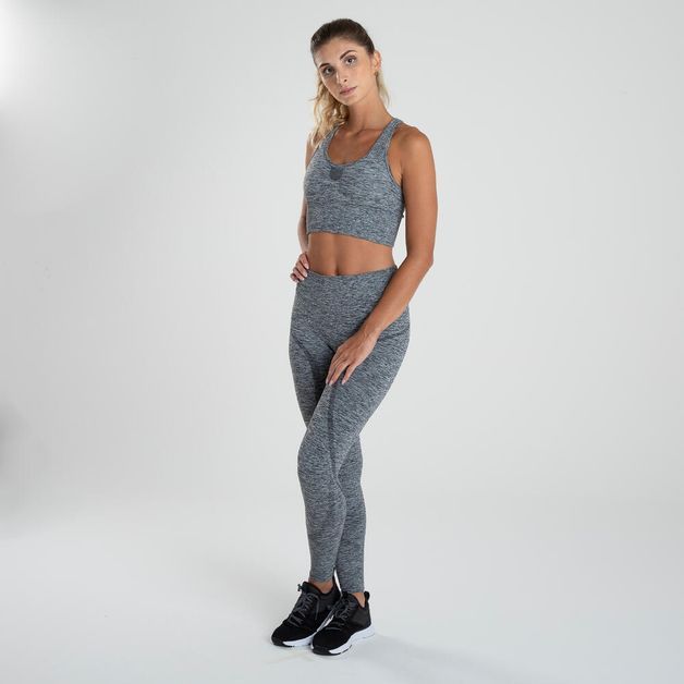 *LEGGING SEAMLESS CINZA MESCLA, L