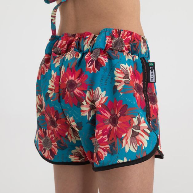 Shorts de Surf Teen, azul-floral, 10 ANOS
