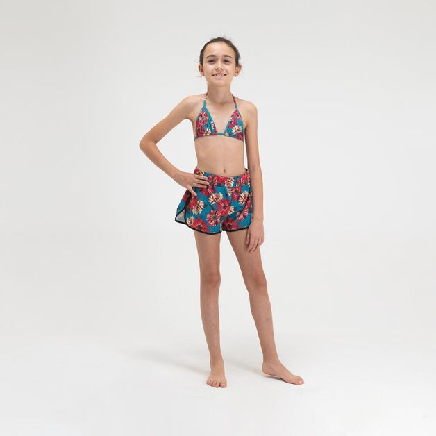 Shorts de Surf Teen, azul-floral, 10 ANOS