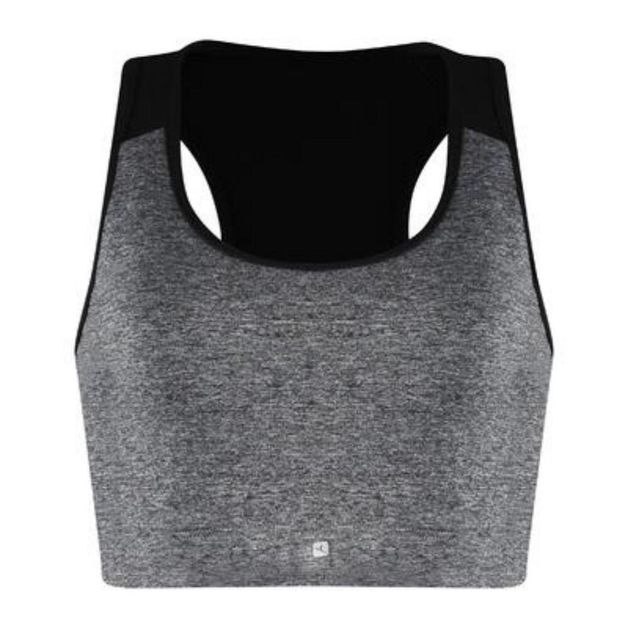 Top Feminino de Treino Básico New 100 Domyos, cinza, G