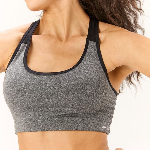 Top Feminino de Treino Básico New 100 Domyos, cinza, G