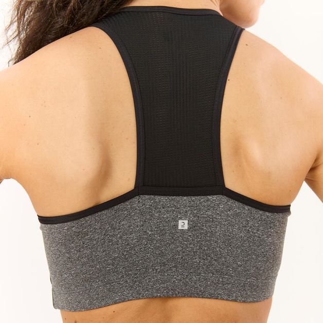 Top Feminino de Treino Básico New 100 Domyos, cinza, G