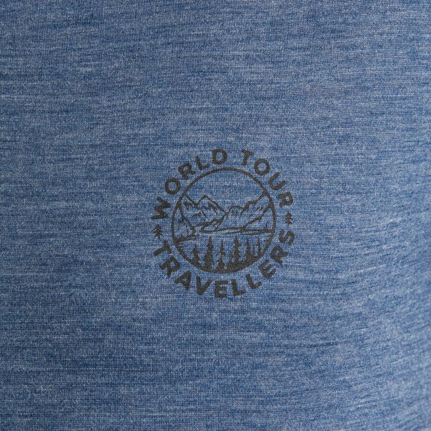 Camiseta masculina de lã merino trekking Travel 100, azul, 3G