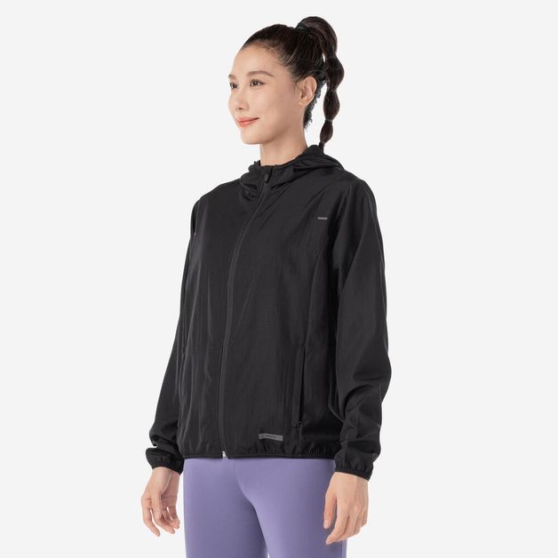 Jacket run wind 100 w whi, uk 16 / eu xl Preto-fumê GG