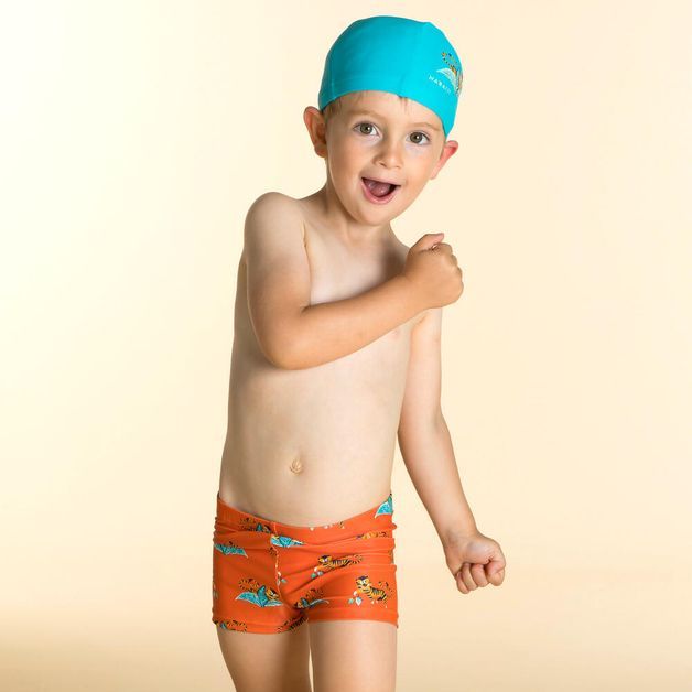 Sunga infantil de natação Boxer BB Nabaiji, laranja, 4-5 ANOS