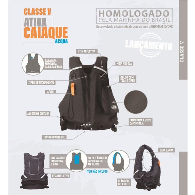 *COLETE ATIVA CAIAQUE H2O 110 PRETO, .